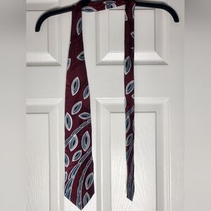 Preferred Stock Burgundy Mlticlr 100% ItalianSILK AbstractPrint Men NeckTie 57×4
